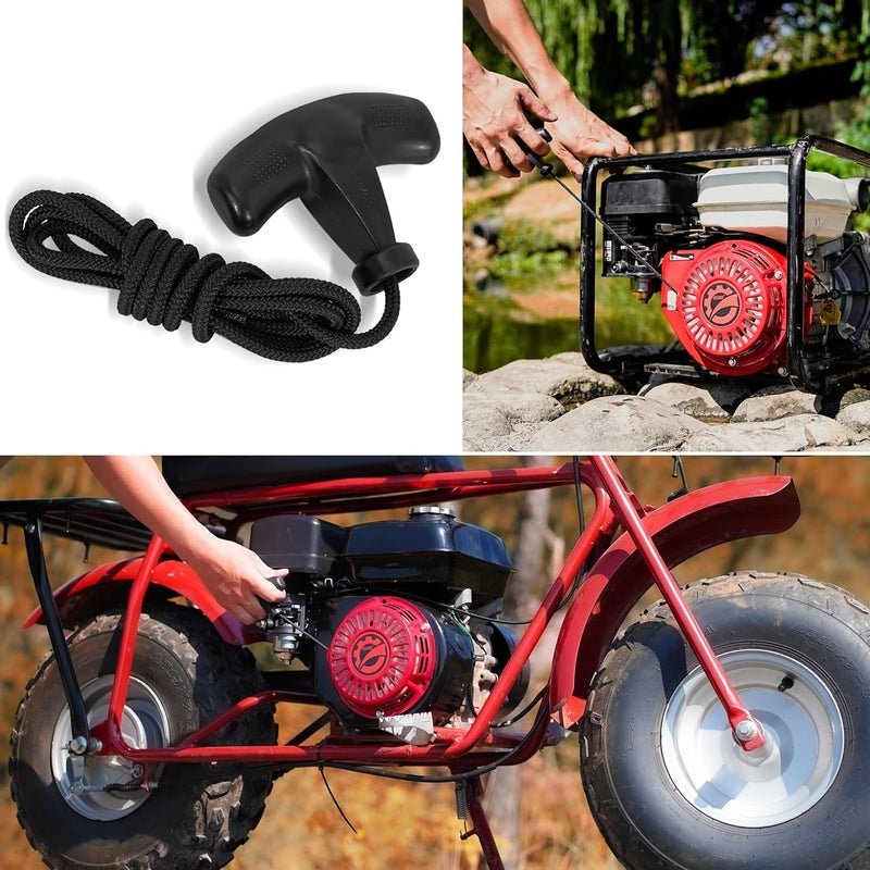 RUTU Pull Cord 2 Pack for Honda GX120 GX160 GX200,4.9FT Black Recoil Starter Rope with Soft Rubber Handle - Image 5